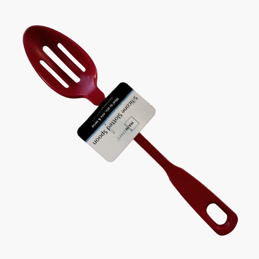 Mainstays Red Silicone Slotted Spoon Heat Resistant Cooking Serving Utensil
